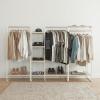 imageIRIS USA Clothes Rack for Hanging Clothes with Bottom Wood Shelf Freestanding Clothing Rack Easy to Assemble Garment Rack Metal Sturdy Design Multipurpose Small Space Storage Solution WhiteWhite