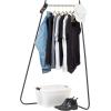 imageIRIS USA Clothes Rack for Hanging Clothes with Bottom Wood Shelf Freestanding Clothing Rack Easy to Assemble Garment Rack Metal Sturdy Design Multipurpose Small Space Storage Solution WhiteBlack