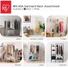 imageIRIS USA Clothes Rack for Hanging Clothes with Bottom Wood Shelf Freestanding Clothing Rack Easy to Assemble Garment Rack Metal Sturdy Design Multipurpose Small Space Storage Solution WhiteBlack
