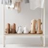 imageIRIS USA Clothes Rack for Hanging Clothes with Bottom Wood Shelf Freestanding Clothing Rack Easy to Assemble Garment Rack Metal Sturdy Design Multipurpose Small Space Storage Solution WhiteWhite