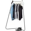 imageIRIS USA Clothes Rack for Hanging Clothes with Bottom Wood Shelf Freestanding Clothing Rack Easy to Assemble Garment Rack Metal Sturdy Design Multipurpose Small Space Storage Solution WhiteBlack