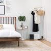 imageIRIS USA Clothes Rack for Hanging Clothes with Bottom Wood Shelf Freestanding Clothing Rack Easy to Assemble Garment Rack Metal Sturdy Design Multipurpose Small Space Storage Solution WhiteWhite