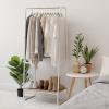 imageIRIS USA Clothes Rack for Hanging Clothes with Bottom Wood Shelf Freestanding Clothing Rack Easy to Assemble Garment Rack Metal Sturdy Design Multipurpose Small Space Storage Solution WhiteWhite