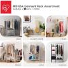 imageIRIS USA Clothes Rack for Hanging Clothes with Bottom Wood Shelf Freestanding Clothing Rack Easy to Assemble Garment Rack Metal Sturdy Design Multipurpose Small Space Storage Solution WhiteWhite