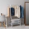 imageIRIS USA Clothes Rack for Hanging Clothes with Shelf Freestanding Clothing Rack Easy to Assemble Garment Rack Metal Sturdy Design Multipurpose Small Space Storage Solution White