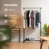 imageIRIS USA Foldable Drying Rack with Extendable Rods for Large Laundry Loads Clothes Drying Rack Freestanding Foldable Laundry Rack AntiSkid Feet Portable and Storable SilverSingle FixedWidth Rod