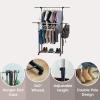 imageIRIS USA Foldable Drying Rack with Extendable Rods for Large Laundry Loads Clothes Drying Rack Freestanding Foldable Laundry Rack AntiSkid Feet Portable and Storable SilverDouble ExtendableWidth Rods