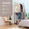 imageIRIS USA Foldable Drying Rack with Extendable Rods for Large Laundry Loads Clothes Drying Rack Freestanding Foldable Laundry Rack AntiSkid Feet Portable and Storable SilverDouble FixedWidth Rods