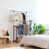 imageIRIS USA Foldable Drying Rack with Extendable Rods for Large Laundry Loads Clothes Drying Rack Freestanding Foldable Laundry Rack AntiSkid Feet Portable and Storable SilverDouble ExtendableWidth Rods