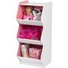 imageIRIS USA KSBS3WHT 3 Tier Curved Edge Storage Shelf 3 Shelves WhiteWhitePink