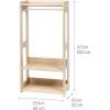 imageIRIS USA Small Open Wood Clothing Rack for Small Spaces Clothes Rack with Shelves Garment rack with Side Hook Light BrownLight Brown