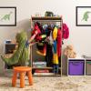 imageIRIS USA Small Open Wood Clothing Rack for Small Spaces Clothes Rack with Shelves Garment rack with Side Hook Light BrownLight Brown