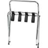 imageIRIS USA Steel Folding Foldable Luggage Rack Suitcase Stand Shelf with Support Bar Space Saving for Guest Room Bedroom Hotel Holds up to 110 lbs Chrome SilverRack with Support Bar