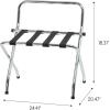 imageIRIS USA Steel Folding Foldable Luggage Rack Suitcase Stand Shelf with Support Bar Space Saving for Guest Room Bedroom Hotel Holds up to 110 lbs Chrome SilverRack with Support Bar