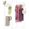 imageIRIS USA 3 Panels Collapsible Clothes Rack with Shelf Customizable Garment Rack Foldable Clothes Drying Rack Locked and Leveled Perfect for any Space Modern and Fashionable White