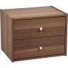 imageIRIS USA 3Shelves Modular Wood Stackable Storage Box Easy Assembly Customizable DIY Bookcase Stacking Storage Organizers Cube Storage Cubby Storage System Home Office Closet Light BrownWalnut