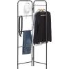 imageIRIS USA Clothes Rack for Hanging Clothes with 4 Wood Shelves Freestanding Clothing Rack Easy to Assemble Garment Rack Metal Sturdy Design Multipurpose Small Space Storage Solution Black2 Panel