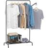 imageIRIS USA Clothes Rack for Hanging Clothes with 4 Wood Shelves Freestanding Clothing Rack Easy to Assemble Garment Rack Metal Sturdy Design Multipurpose Small Space Storage Solution Black1 Metal Shelf