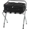 imageIRIS USA Steel Folding Foldable Luggage Rack Suitcase Stand Shelf with Support Bar Space Saving for Guest Room Bedroom Hotel Holds up to 110 lbs Chrome SilverRack with Support Bar