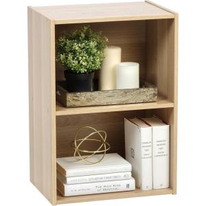 imageIRIS CX2 Wood Bookshelf Storage Shelf Bookcase 2Tier WhiteLight Brown