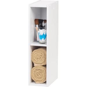 imageIRIS USA 2Tier Cubby Storage Bookshelf with Adjustable Shelves 6quot Width Stackable Easy Assembly Space Saving Shelving Unit Bookcase White6W  2 Tier