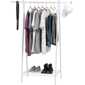 imageIRIS USA Clothes Rack for Hanging Clothes with Shelf Freestanding Clothing Rack Easy to Assemble Garment Rack Metal Sturdy Design Multipurpose Small Space Storage Solution White