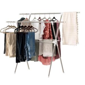 imageIRIS USA Foldable Drying Rack with Extendable Rods for Large Laundry Loads Clothes Drying Rack Freestanding Foldable Laundry Rack AntiSkid Feet Portable and Storable SilverDrying Rack