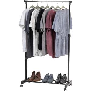 imageIRIS USA Foldable Drying Rack with Extendable Rods for Large Laundry Loads Clothes Drying Rack Freestanding Foldable Laundry Rack AntiSkid Feet Portable and Storable SilverSingle FixedWidth Rod
