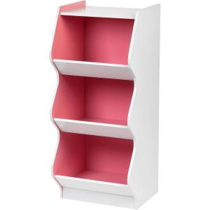 imageIRIS USA KSBS3WHT 3 Tier Curved Edge Storage Shelf 3 Shelves WhiteWhitePink