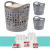 imageIRIS USA 27L Laundry Hamper 3Pack Flexible ampamp Ventilation Holes Gray  Extra Sticky Lint Roller Value Pack Comes with Storage Box ampamp Refills Standard ampamp Large Rollers Pet Hair Remover for LaundryGray