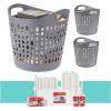 imageIRIS USA 27L Laundry Hamper 3Pack Flexible ampamp Ventilation Holes Gray  Extra Sticky Lint Roller Value Pack Comes with Storage Box ampamp Refills Standard ampamp Large Rollers Pet Hair Remover for LaundryGray