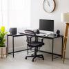 imageIRIS USA 39 Inch Modern Laptop and Computer Desk Office Table for Home Office Water and Scratch Resistant Surface Gaming Desk Easy to Assemble Black DeskWide