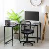 imageIRIS USA 39 Inch Modern Laptop and Computer Desk Office Table for Home Office Water and Scratch Resistant Surface Gaming Desk Easy to Assemble Black DeskWide