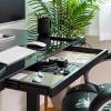 imageIRIS USA 48 x 24 Inch Standing Desk Electric Height Adjustable Computer Desk Sit Stand Home Office Desk with Drawer Pet and Kids Safe Table with USB Ports and USB TypeC Port Glass TopAuto Adjustable Glass