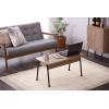 imageIRIS USA Coffee Table with Storage Small Rustic Wooden Living Room Table with Heavy Duty Industrial Steel Frame Rustic Industrial Coffee Table 31 x 15 x 16 Inch Tea Table for Small SpacesCoffee Table