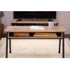 imageIRIS USA Coffee Table with Storage Small Rustic Wooden Living Room Table with Heavy Duty Industrial Steel Frame Rustic Industrial Coffee Table 31 x 15 x 16 Inch Tea Table for Small SpacesCoffee Table