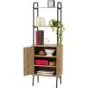 imageIRIS USA Storage Cabinet with Doors and Shelves Rustic Industrial Kitchen Cupboard Space Saving Shelving Unit Freestanding Bathroom Cabinet Pantry Cabinet Compact 6 Shelf Storage Unit