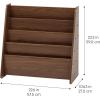 imageIRIS USA Wide Wooden Magazine Rack 4Pocket Periodical Book Sketchbook Stand with Deep Compartments for Living Room Office Light Brown4 Tier  Dark Brown