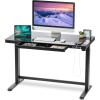 imageIRIS USA 48 x 24 Inch Standing Desk Electric Height Adjustable Computer Desk Sit Stand Home Office Desk with Drawer Pet and Kids Safe Table with USB Ports and USB TypeC Port Glass TopAuto Adjustable Glass