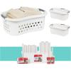 imageIRIS USA 50L Plastic Hip Hold Laundry Basket with Handles 1 Pack White  Extra Sticky Lint Roller Value Pack Comes with Container Refills Standard ampamp Large Rollers Pet Hair Remover for Laundry50L 3 Pack  Lint Roller