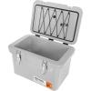 imageIRIS USA Hugel 44 QT Cooler Heavy Duty Metal Buckles VacuumInsulated Ice Chest Durable Hard Cooler Bungee Strap Builtin Handles Fishing Camping Boats Beach Tailgating Road Trips Light Gray