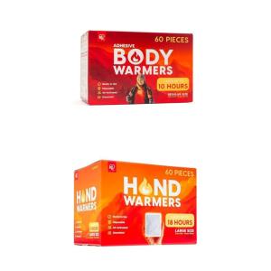 imageIRIS USA Bundle of Hugel 44 QT Insulated Cooler  60 Large Hand Warmers  Heavy Duty Ice Chest wVacuum Panels Bungee Straps Metal Buckles  18Hour Heat for Camping Fishing Tailgating TravelLarge 60Pack  Adhesive 60Pack