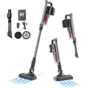 imageIRIS USA Cordless Stick Vacuum for Lowprofile Rugs and Hard Floors 4in1 Attachments 9000Pa Suction LED Indicator 55K RPM 35 Min Runtime Battery Pet Hair CleanerPower Brush