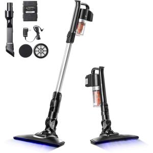 imageIRIS USA Cordless Stick Vacuum for Lowprofile Rugs and Hard Floors 4in1 Attachments 9000Pa Suction LED Indicator 55K RPM 35 Min Runtime Battery Pet Hair CleanerStandard Brush