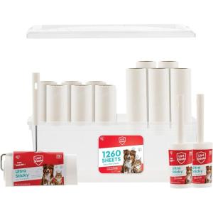 imageIRIS USA Extra Sticky Lint Roller Value Pack Comes with Storage Box Standard and THandle Roller Refills 90 SheetsRoll 1260 Sheets Total Easy Tear Lint Remover for Dog Cat Pet Hair on Bed CarValue Pack 1260 sheets