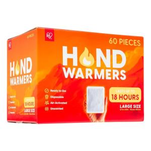 imageIRIS USA Hand Warmers  60 Individual Warmers LongLasting Up To 10 Hours For Warm and Hot Hands On The Go TSAApproved Disposable Bulk Lasts 4 Years For Hot Hands Handwarmers Camping SkiingLarge  60 Packs