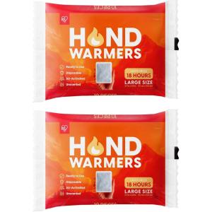 imageIRIS USA Hand Warmers  Large 20 Individual Warmers Up to 18 Hours LongLasting for Warm Hot Hands On The Go TSAApproved Disposable Lasts 4 Years Handwarmers Hands Feet Winter Essentials