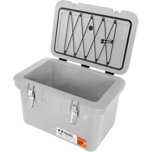 imageIRIS USA Hugel 44 QT Cooler Heavy Duty Metal Buckles VacuumInsulated Ice Chest Durable Hard Cooler Bungee Strap Builtin Handles Fishing Camping Boats Beach Tailgating Road Trips Light Gray