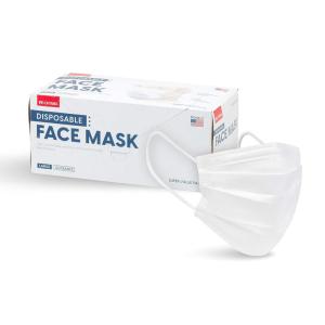 imageIRIS USA Inc Made in USA Disposable Face Masks 50 Piece Premium 3Ply Masks Breathable Comfortable Soft Stretchable Earloops Soft on Skin 3 Layer Construction for High Protection BeigeWhite