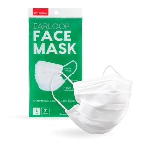 imageIRIS USA Large 7 Piece Ear loop Face Mask Adjustable Fits on all Face Sizes Premium 3Ply Masks Breathable Comfortable Stretchable Soft on Skin 3 Layer Construction for High Protection White